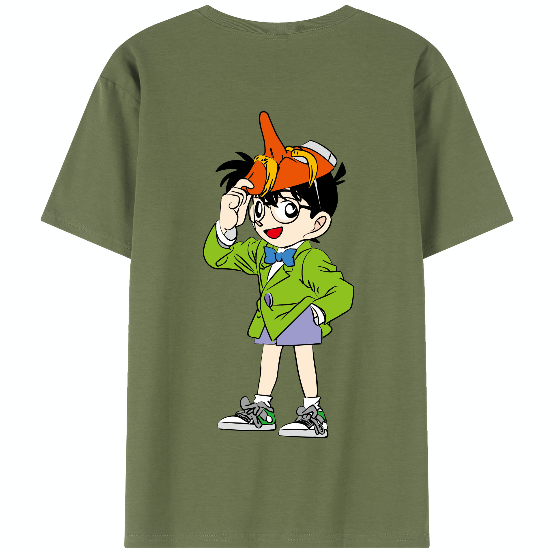 （画像用） 名探偵コナン 江戸川 コナン Detective Conan Conan Edogawa 綿100％半袖Tシャツ（背面プリント）